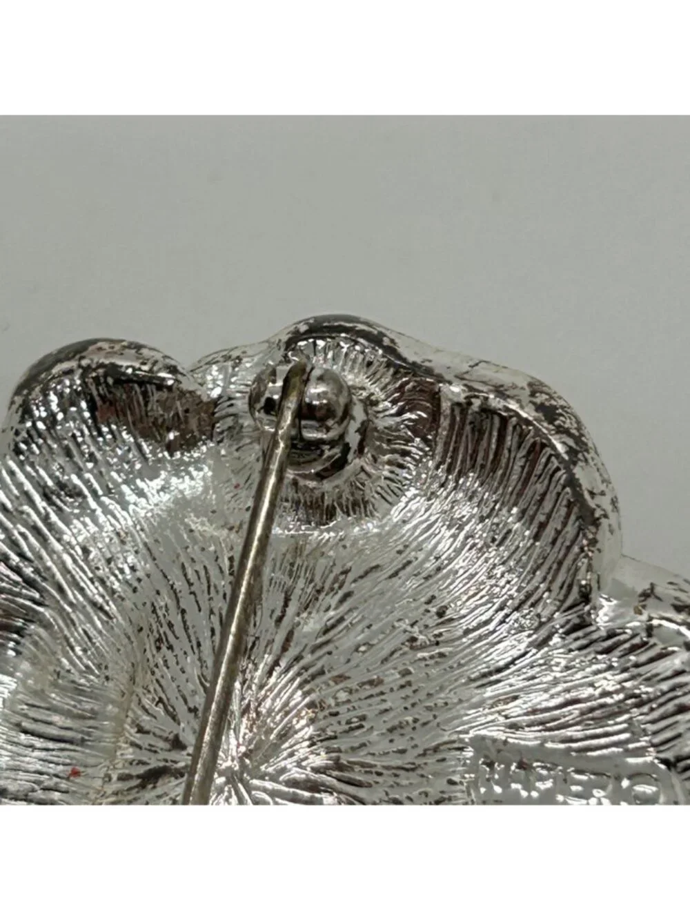 Vintage Napier Calla Lily Brooch Faux Pearl Rhinestones Pave' Silvertone 4" - Picture 8 of 10